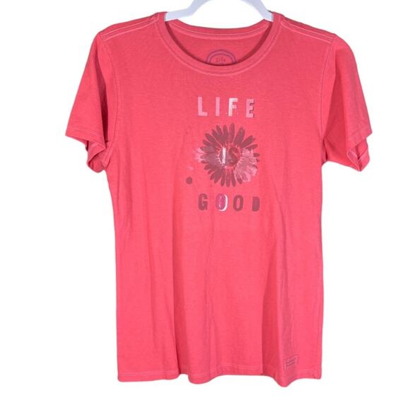 Life Is Good Tops - Life Is Good Womens Daisy Graphic Short Sleeve Tee Shirt Cotton Sm Light Red NWT